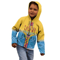 US Virgin Islands Kid Hoodie Madras Pattern Gradient Style - Wonder Print Shop