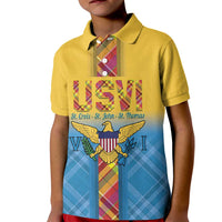 US Virgin Islands Kid Polo Shirt Madras Pattern Gradient Style - Wonder Print Shop