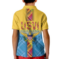 US Virgin Islands Kid Polo Shirt Madras Pattern Gradient Style - Wonder Print Shop