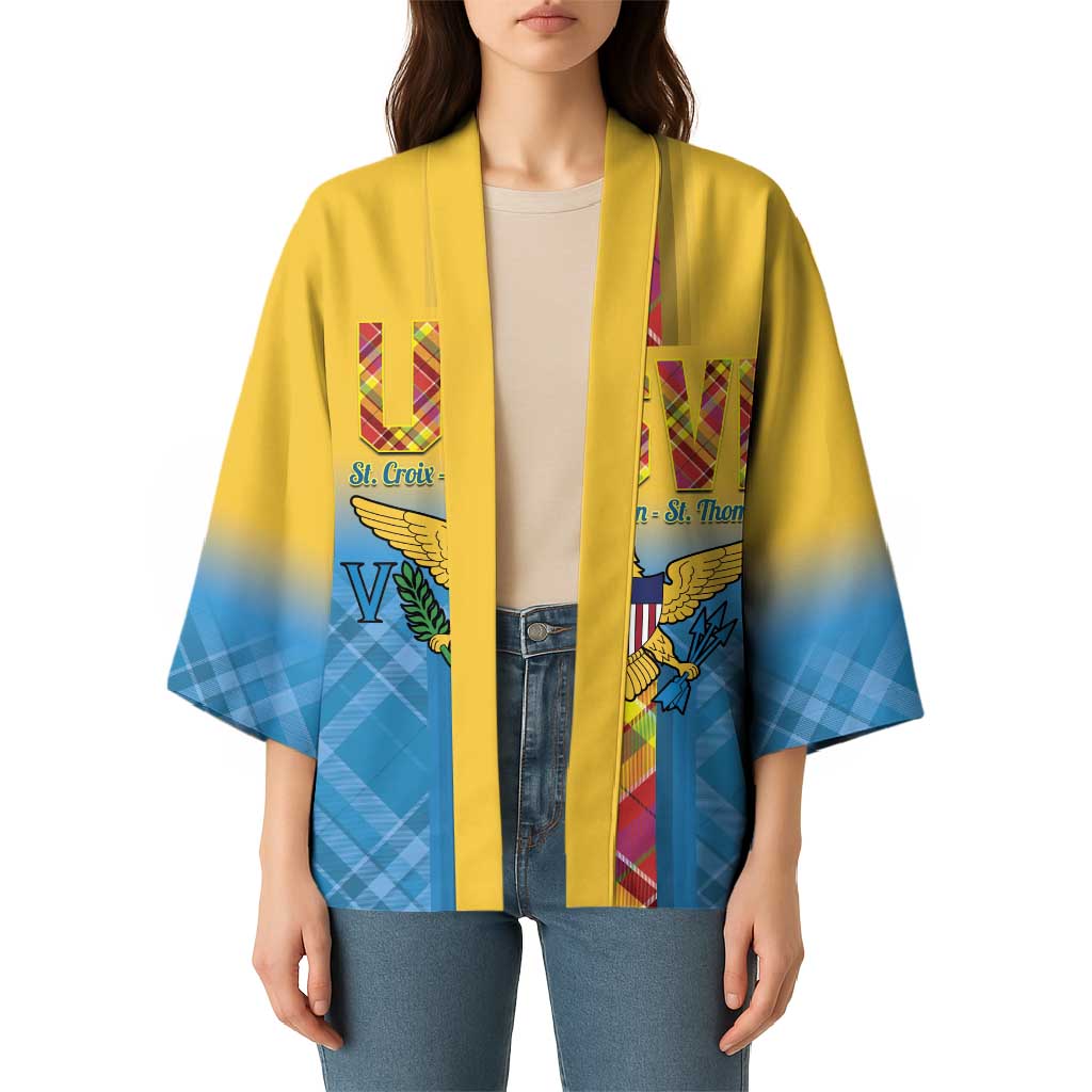 US Virgin Islands Kimono Madras Pattern Gradient Style - Wonder Print Shop