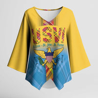 US Virgin Islands Kimono Sleeve Blouse Madras Pattern Gradient Style - Wonder Print Shop
