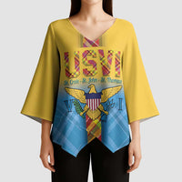 US Virgin Islands Kimono Sleeve Blouse Madras Pattern Gradient Style - Wonder Print Shop