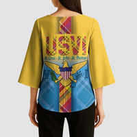 US Virgin Islands Kimono Sleeve Blouse Madras Pattern Gradient Style - Wonder Print Shop