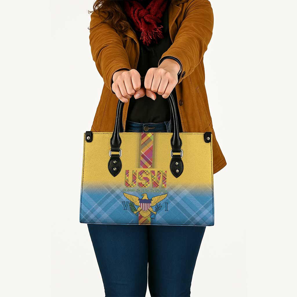 US Virgin Islands Leather Bag Madras Pattern Gradient Style - Wonder Print Shop
