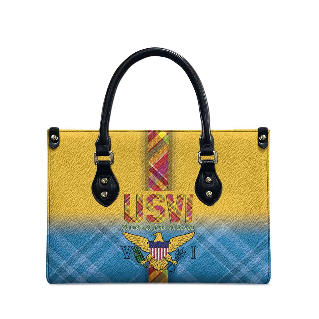 US Virgin Islands Leather Bag Madras Pattern Gradient Style - Wonder Print Shop