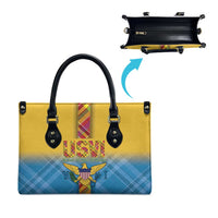 US Virgin Islands Leather Bag Madras Pattern Gradient Style - Wonder Print Shop