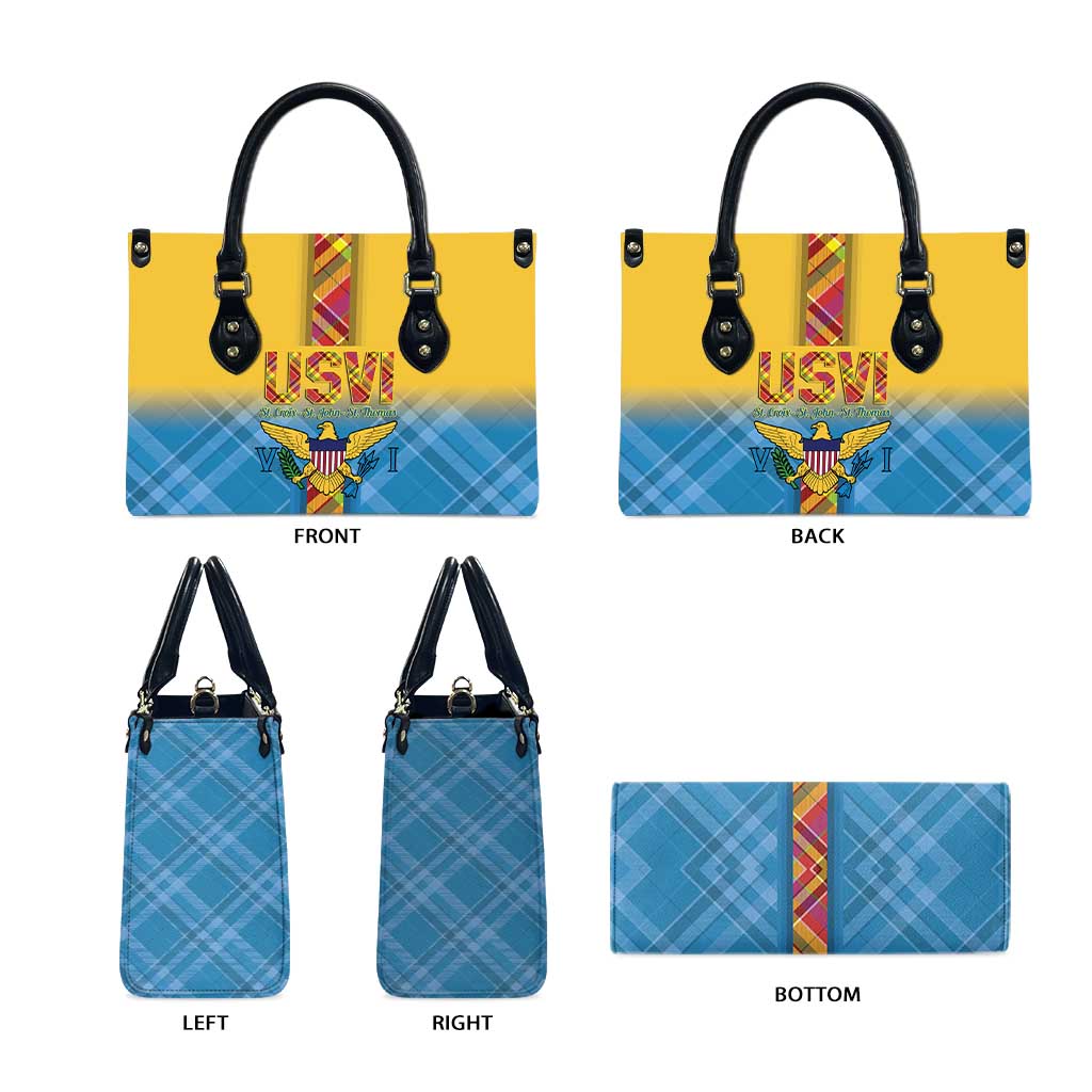 US Virgin Islands Leather Bag Madras Pattern Gradient Style - Wonder Print Shop