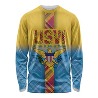 US Virgin Islands Long Sleeve Shirt Madras Pattern Gradient Style - Wonder Print Shop