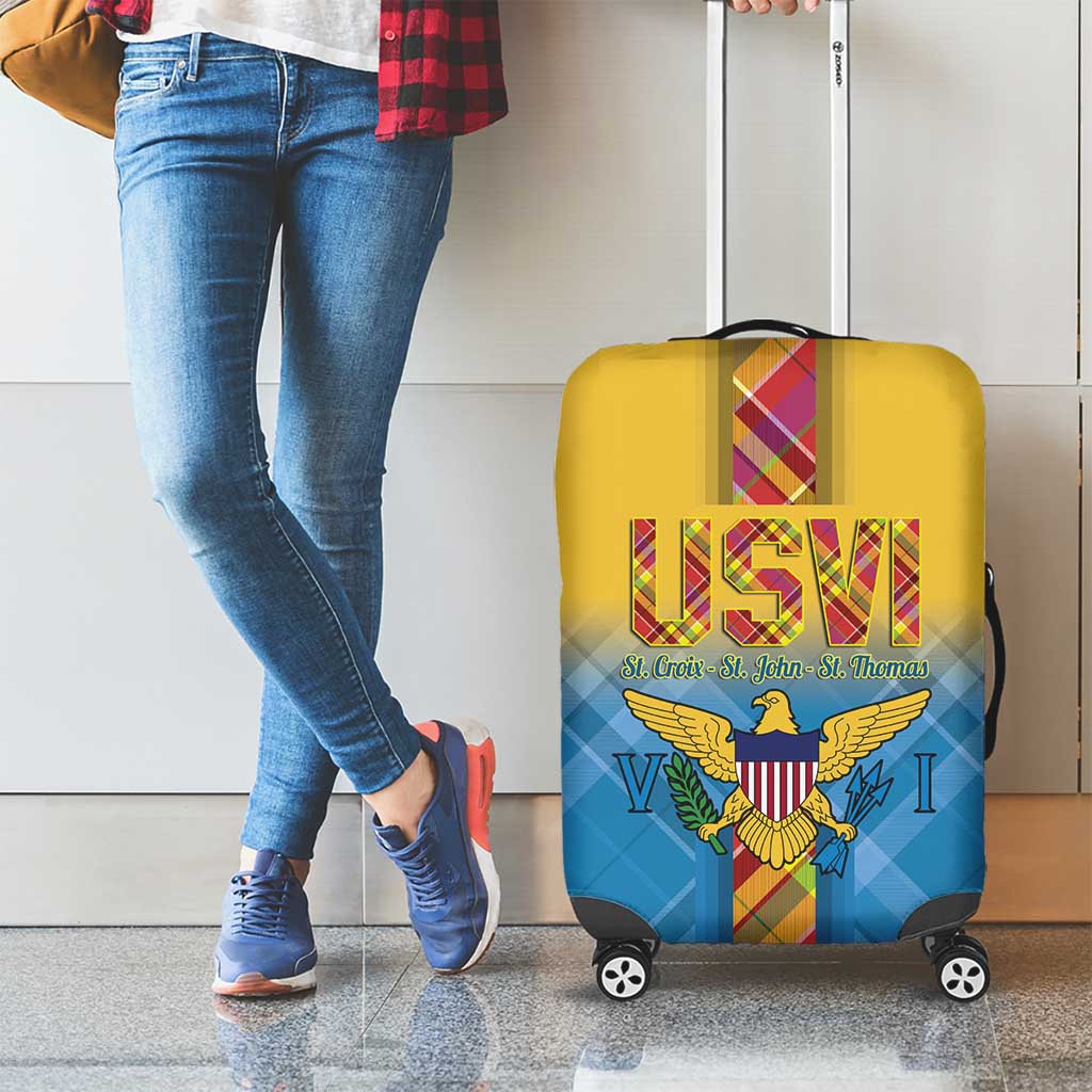 US Virgin Islands Luggage Cover Madras Pattern Gradient Style - Wonder Print Shop