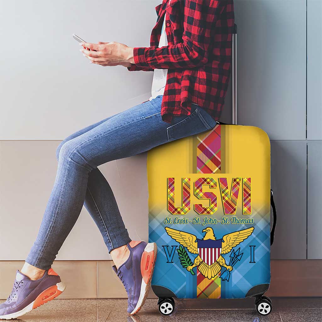 US Virgin Islands Luggage Cover Madras Pattern Gradient Style - Wonder Print Shop