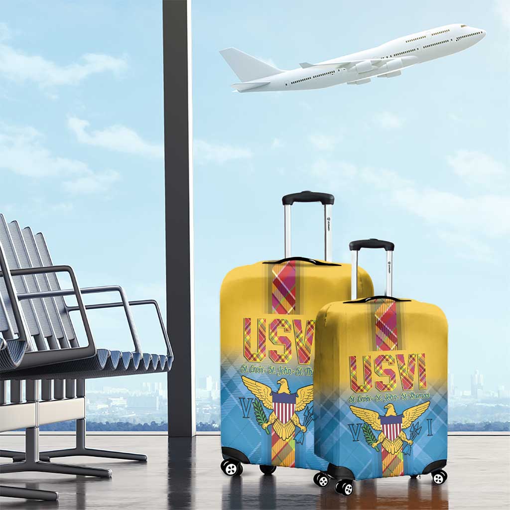 US Virgin Islands Luggage Cover Madras Pattern Gradient Style - Wonder Print Shop