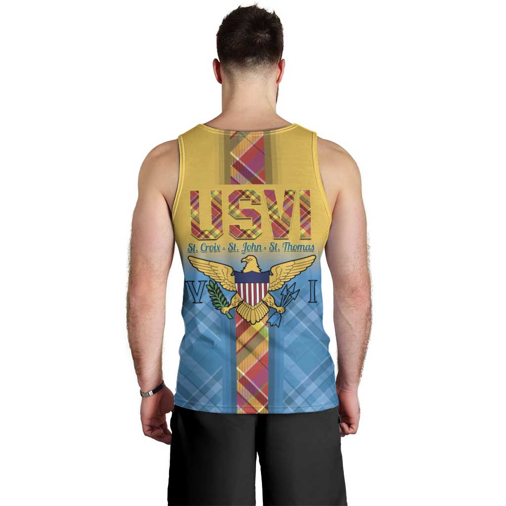 US Virgin Islands Men Tank Top Madras Pattern Gradient Style - Wonder Print Shop