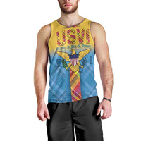 US Virgin Islands Men Tank Top Madras Pattern Gradient Style - Wonder Print Shop