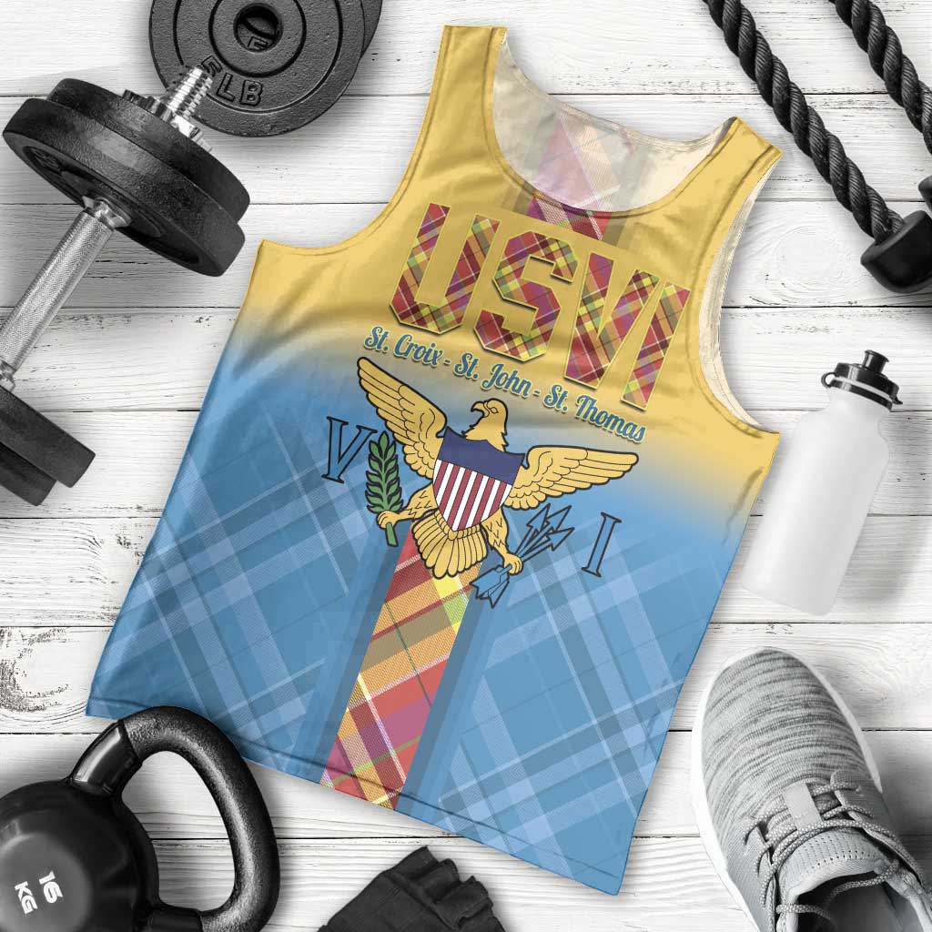US Virgin Islands Men Tank Top Madras Pattern Gradient Style - Wonder Print Shop