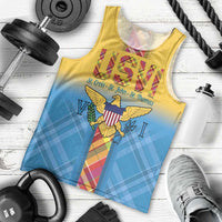 US Virgin Islands Men Tank Top Madras Pattern Gradient Style - Wonder Print Shop