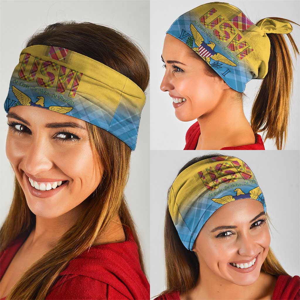 US Virgin Islands Neck Gaiter Madras Pattern Gradient Style - Wonder Print Shop
