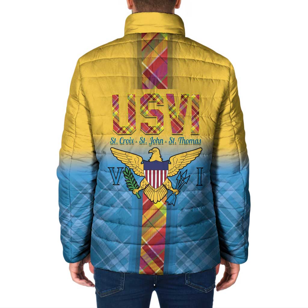 US Virgin Islands Padded Jacket Madras Pattern Gradient Style - Wonder Print Shop