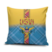 US Virgin Islands Pillow Cover Madras Pattern Gradient Style - Wonder Print Shop