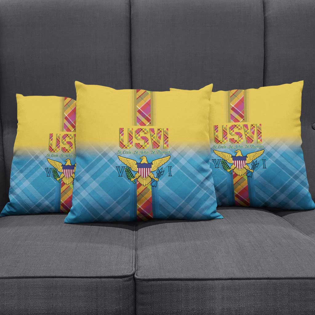 US Virgin Islands Pillow Cover Madras Pattern Gradient Style - Wonder Print Shop