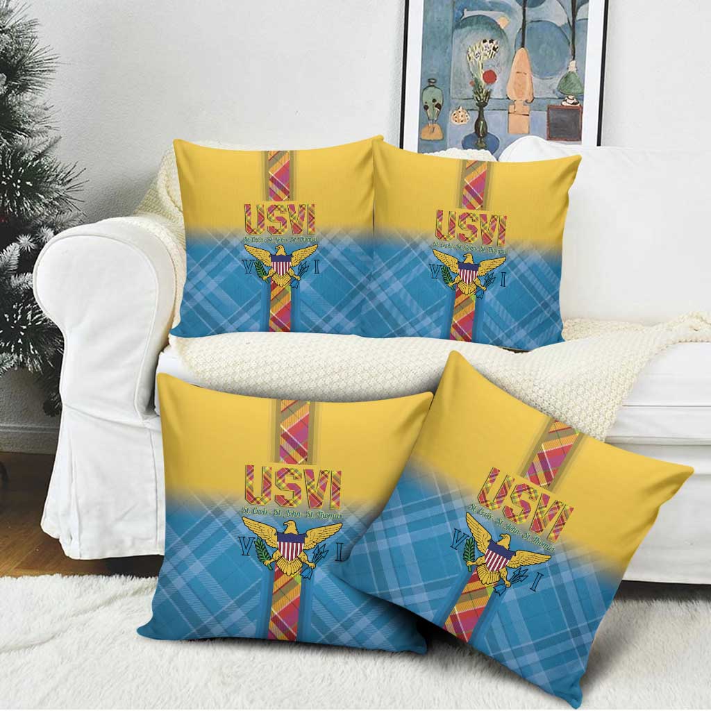 US Virgin Islands Pillow Cover Madras Pattern Gradient Style - Wonder Print Shop
