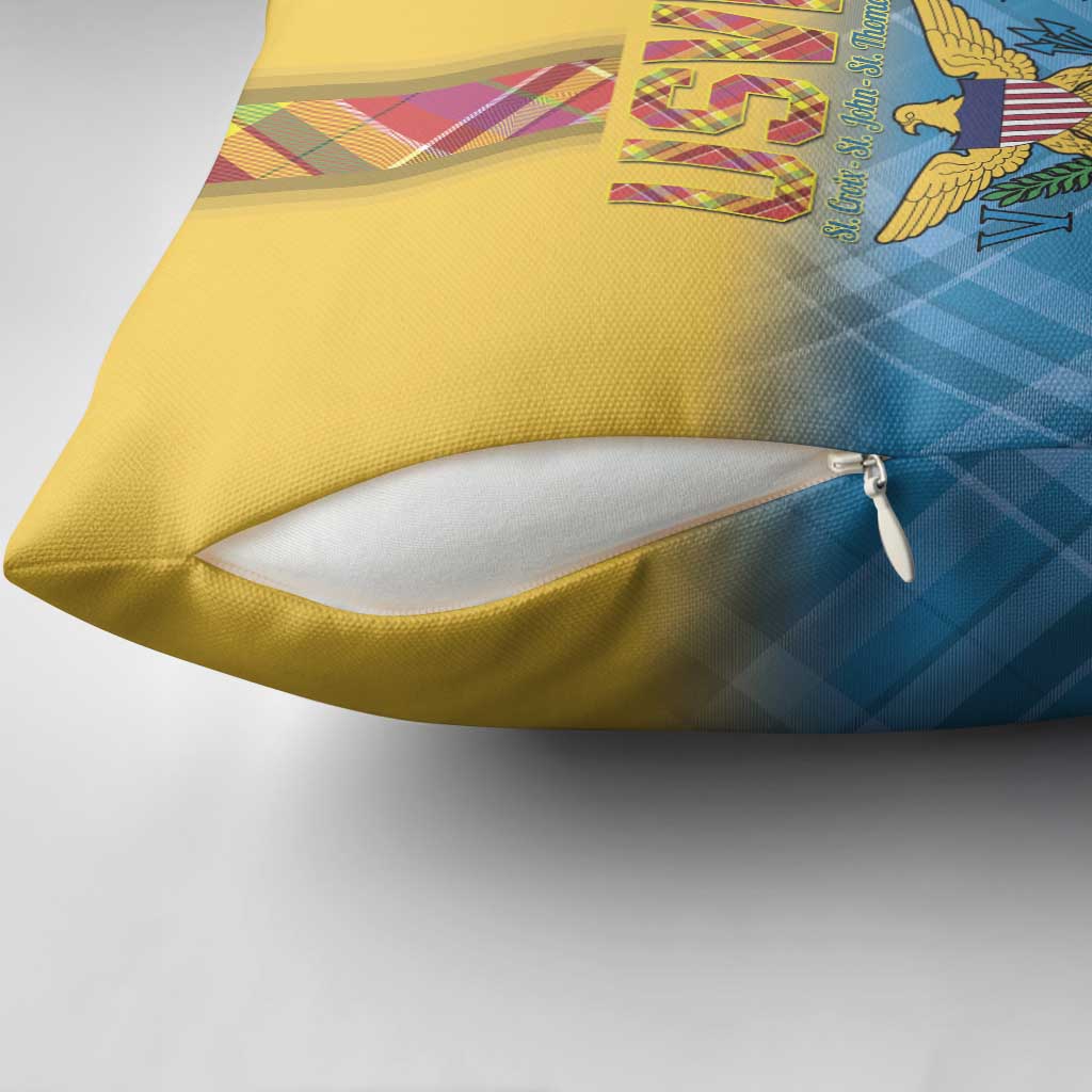 US Virgin Islands Pillow Cover Madras Pattern Gradient Style - Wonder Print Shop