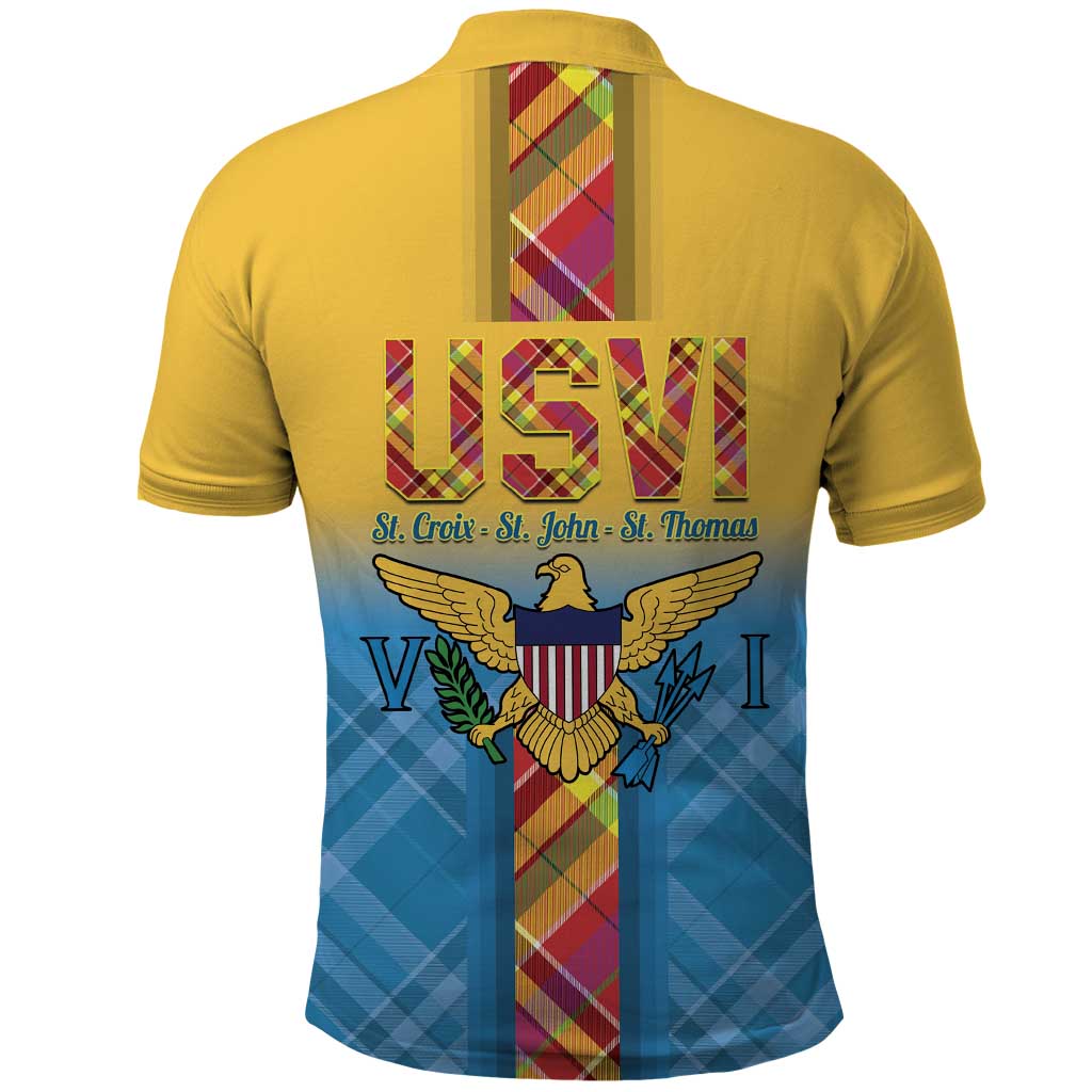 US Virgin Islands Polo Shirt Madras Pattern Gradient Style - Wonder Print Shop