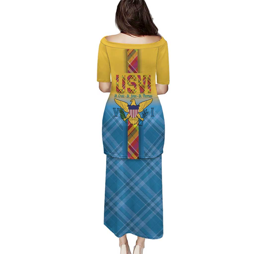 US Virgin Islands Puletasi Madras Pattern Gradient Style - Wonder Print Shop