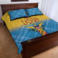 US Virgin Islands Quilt Bed Set Madras Pattern Gradient Style - Wonder Print Shop
