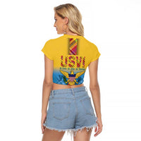 US Virgin Islands Raglan Cropped T Shirt Madras Pattern Gradient Style - Wonder Print Shop
