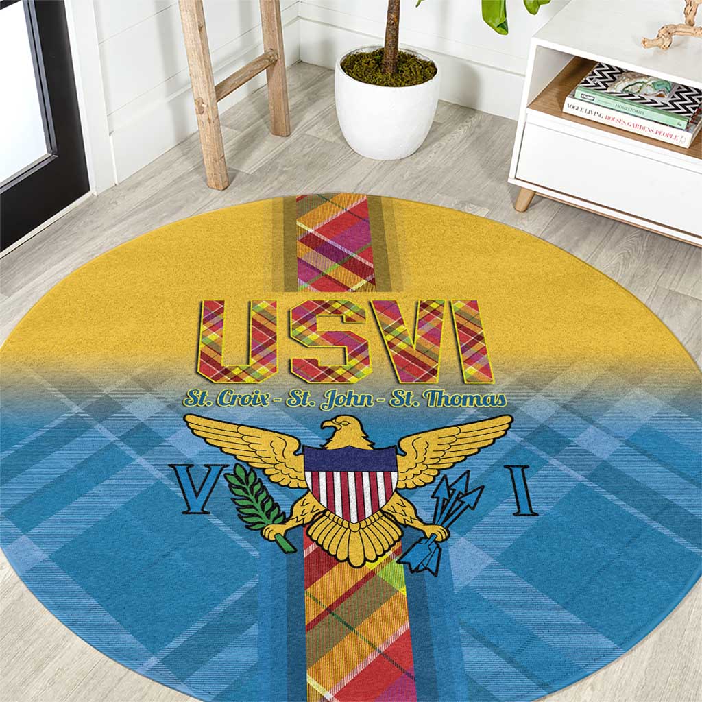 US Virgin Islands Round Carpet Madras Pattern Gradient Style - Wonder Print Shop