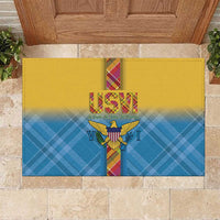 US Virgin Islands Rubber Doormat Madras Pattern Gradient Style - Wonder Print Shop