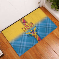 US Virgin Islands Rubber Doormat Madras Pattern Gradient Style - Wonder Print Shop
