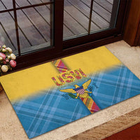 US Virgin Islands Rubber Doormat Madras Pattern Gradient Style - Wonder Print Shop