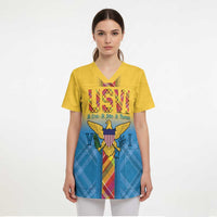 US Virgin Islands Scrub Top Madras Pattern Gradient Style - Wonder Print Shop