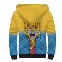 US Virgin Islands Sherpa Hoodie Madras Pattern Gradient Style - Wonder Print Shop