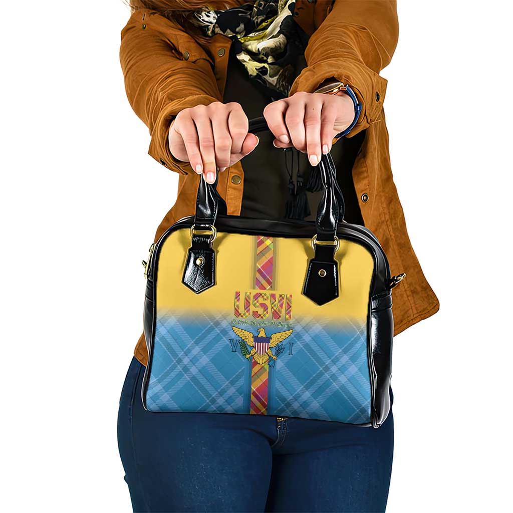 US Virgin Islands Shoulder Handbag Madras Pattern Gradient Style - Wonder Print Shop