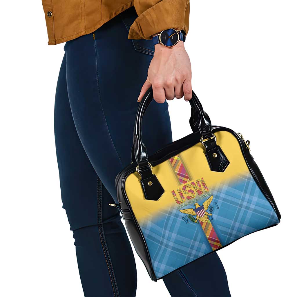 US Virgin Islands Shoulder Handbag Madras Pattern Gradient Style - Wonder Print Shop