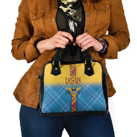 US Virgin Islands Shoulder Handbag Madras Pattern Gradient Style - Wonder Print Shop