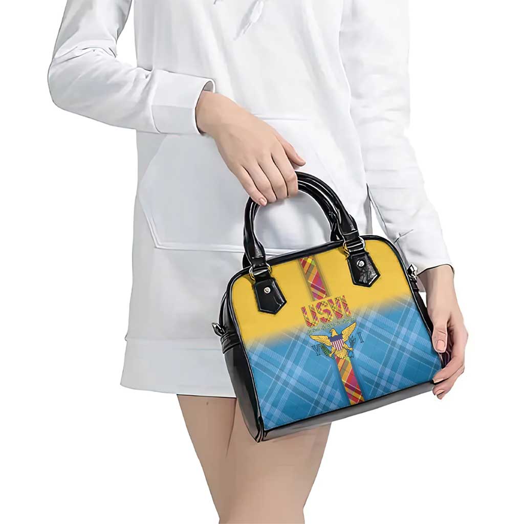 US Virgin Islands Shoulder Handbag Madras Pattern Gradient Style - Wonder Print Shop