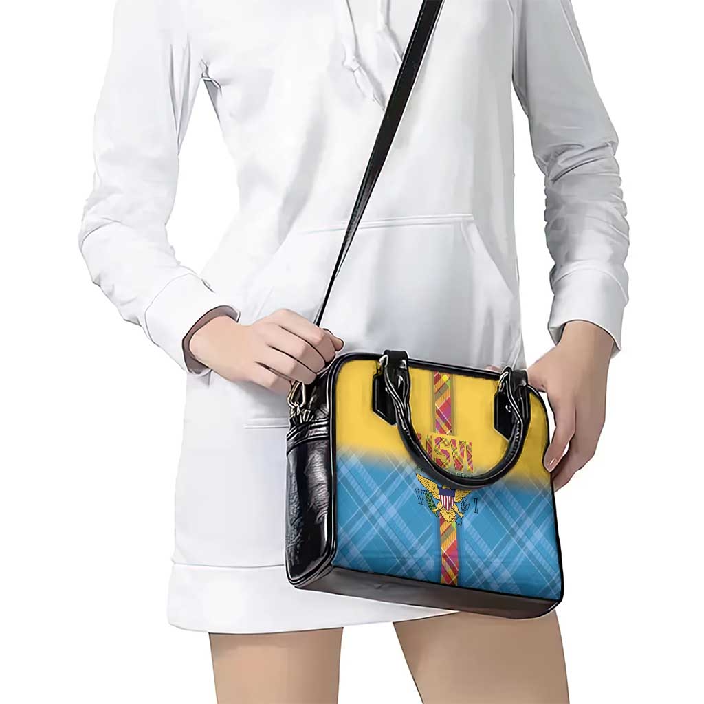 US Virgin Islands Shoulder Handbag Madras Pattern Gradient Style - Wonder Print Shop