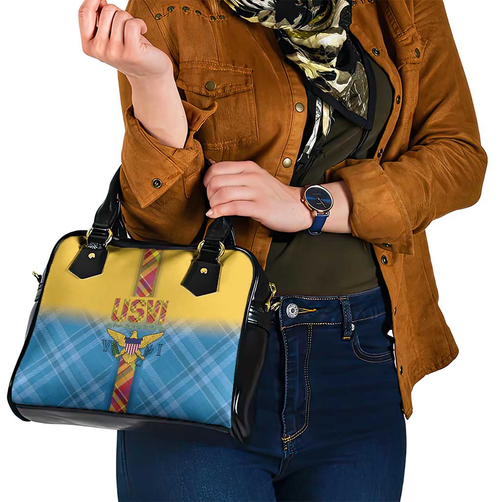 US Virgin Islands Shoulder Handbag Madras Pattern Gradient Style - Wonder Print Shop
