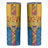 US Virgin Islands Skinny Tumbler Madras Pattern Gradient Style - Wonder Print Shop