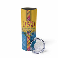 US Virgin Islands Skinny Tumbler Madras Pattern Gradient Style - Wonder Print Shop