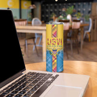 US Virgin Islands Skinny Tumbler Madras Pattern Gradient Style - Wonder Print Shop