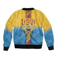 US Virgin Islands Sleeve Zip Bomber Jacket Madras Pattern Gradient Style - Wonder Print Shop