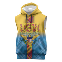 US Virgin Islands Sleeveless Hoodie Madras Pattern Gradient Style - Wonder Print Shop
