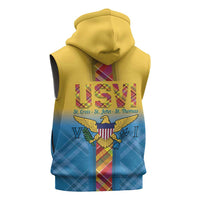 US Virgin Islands Sleeveless Hoodie Madras Pattern Gradient Style - Wonder Print Shop