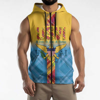 US Virgin Islands Sleeveless Zip Hoodie Madras Pattern Gradient Style - Wonder Print Shop