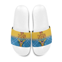 US Virgin Islands Slide Sandals Madras Pattern Gradient Style - Wonder Print Shop