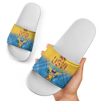 US Virgin Islands Slide Sandals Madras Pattern Gradient Style - Wonder Print Shop